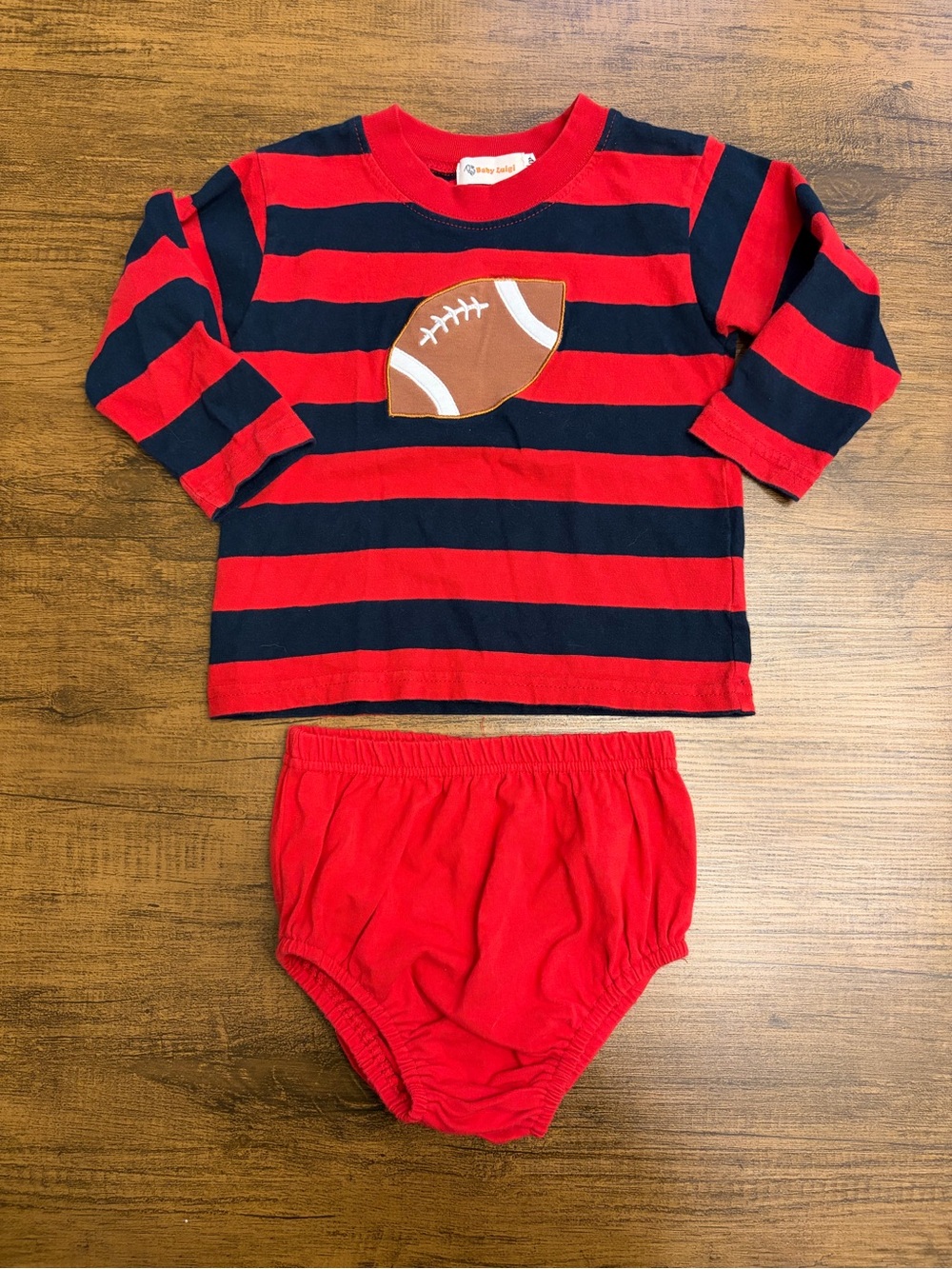 Baby Luigi Red Striped Football Applique Outfit